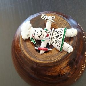 Silver gingerbread man. Baking pin for clothing